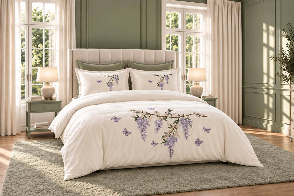 Violette 4 deler sengesett