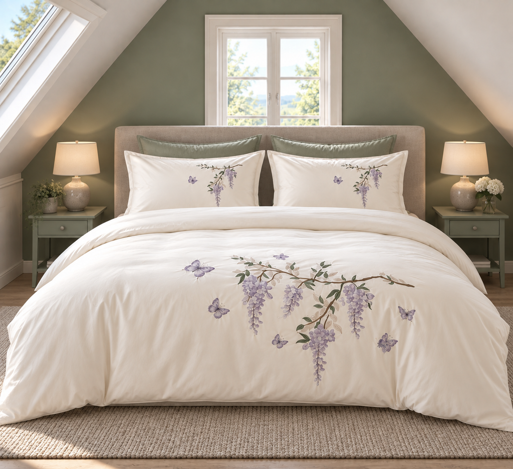 Violette 4 deler sengesett
