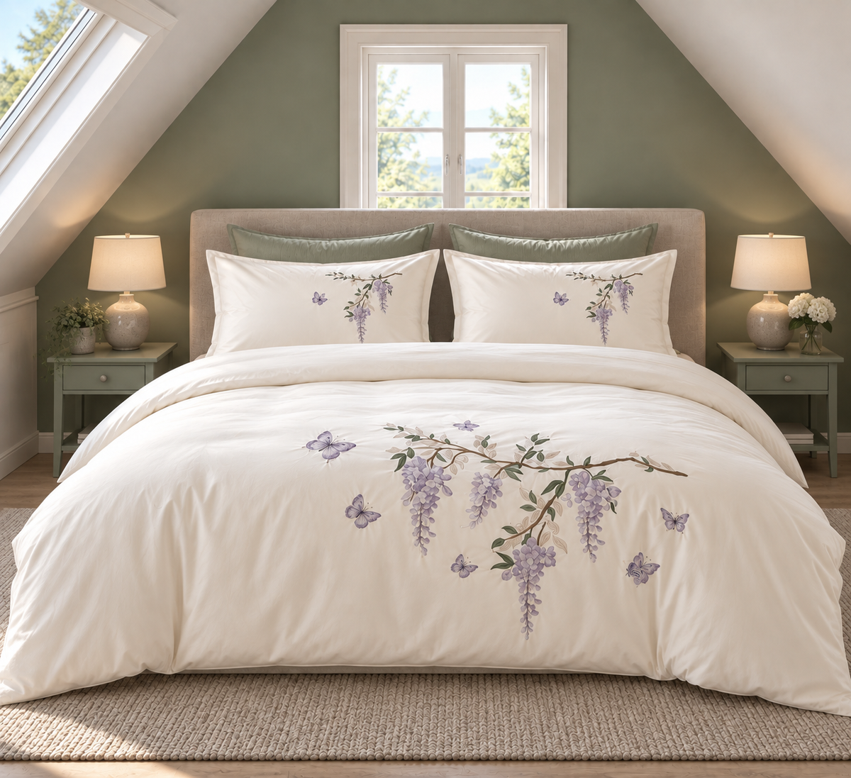 Violette 4 deler sengesett